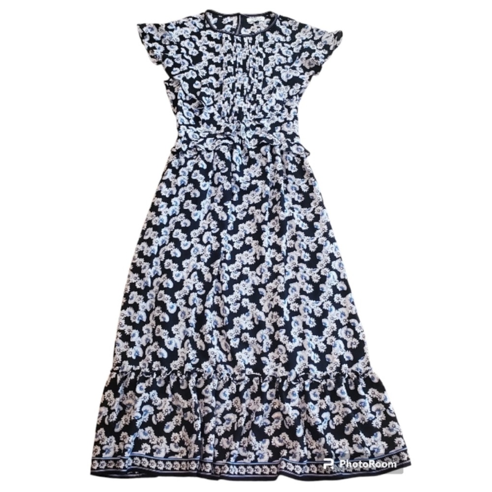 Max Studio Floral Boho Ruffle Midi Dress Size Small